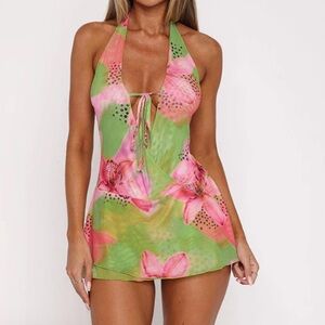 Floral Halter Swim Coverup
